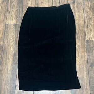 Eileen Fisher Womens Black Velvet Wrap Skirt Midi Plus Size 2X Silk Blend A-Line